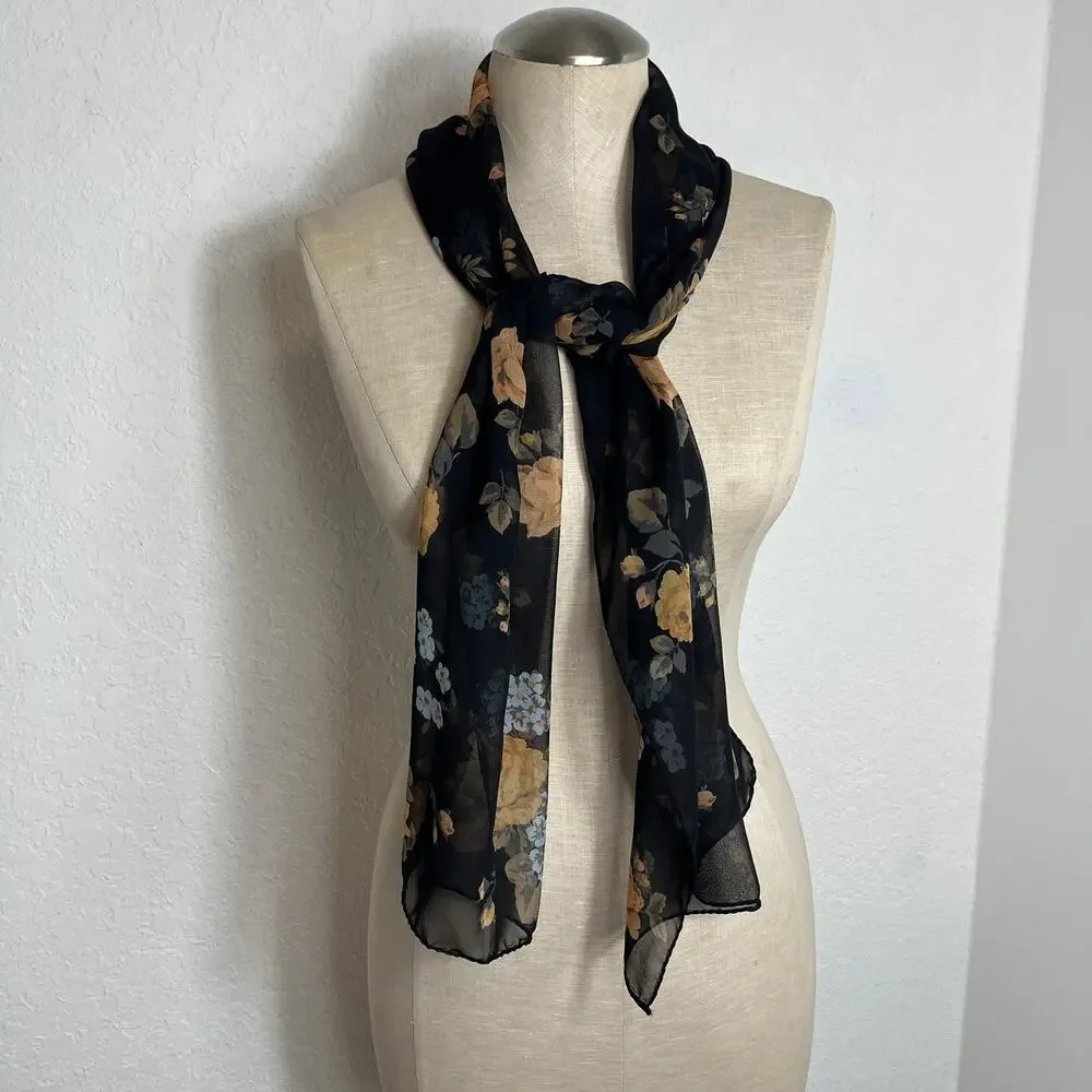 Unbranded Silk Like Floral Rectangular Scarf, lightweight, versatile, multi use.